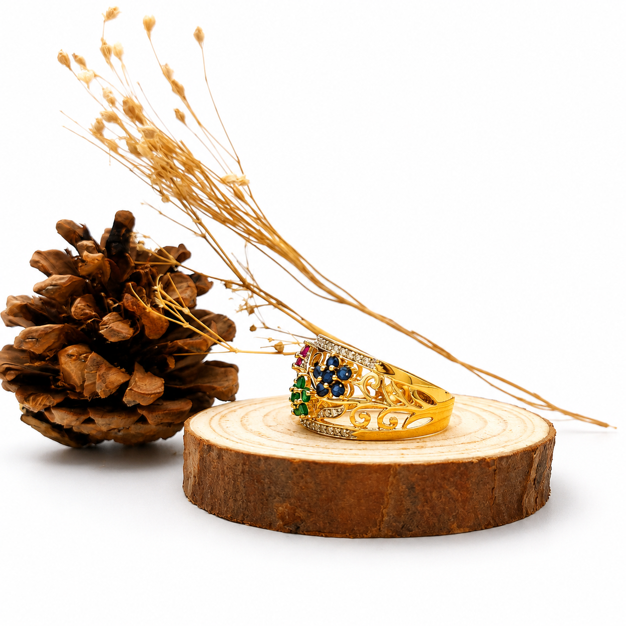 Anillo Triada floral brillante