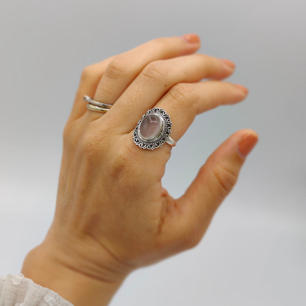 Anillo cuarzo rosa