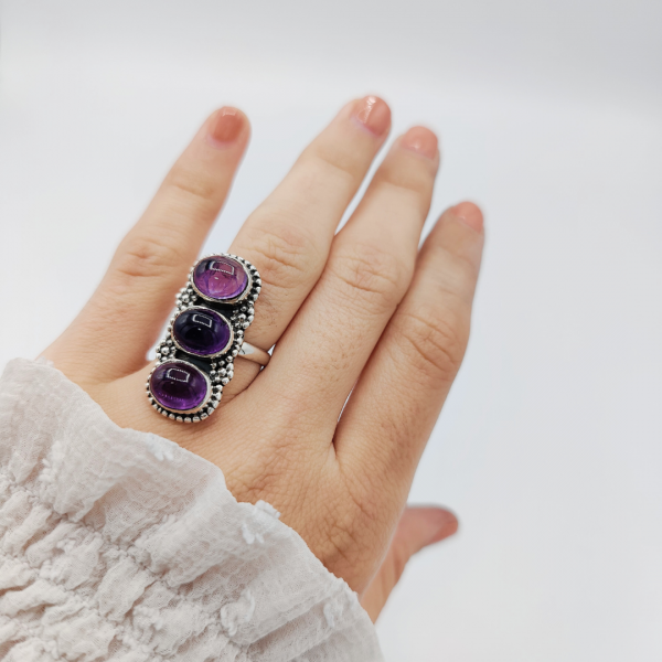 Anillo triple amatista