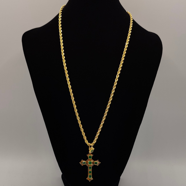 Cruz de Oro de 18K con Esmeraldas