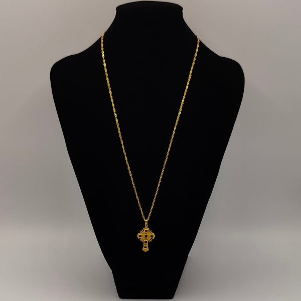 Cruz de Oro de 18K con Rubíes