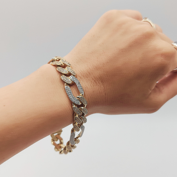 Pulsera fígaro circonitas 13 mm