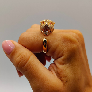 Anillo Leopardo de Plata con Circonitas