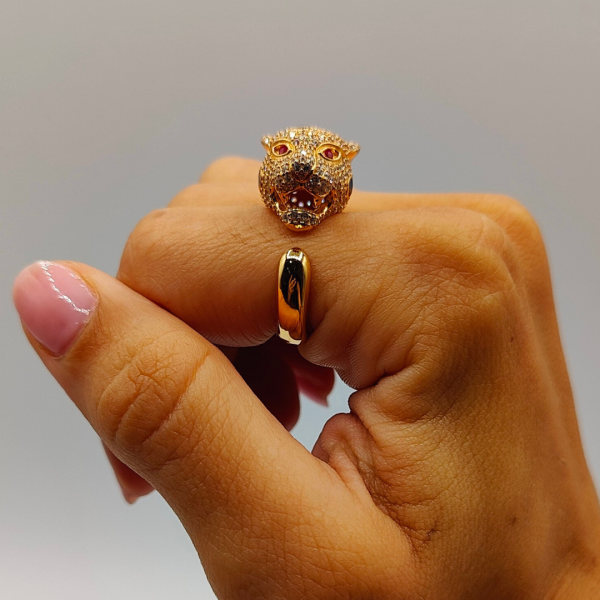 Anillo Leopardo de Plata con Circonitas