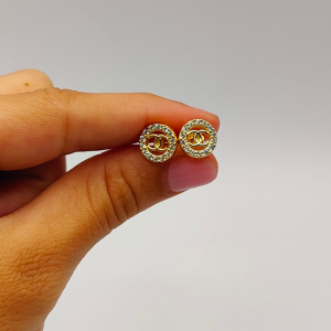 Pendientes de Plata Dorada Estilo Channel con Circonitas