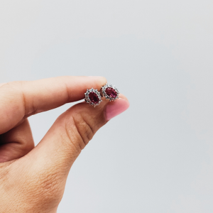 Pendientes Flor con Circonita Rosa