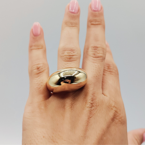 Anillo Abombado de Plata Dorada