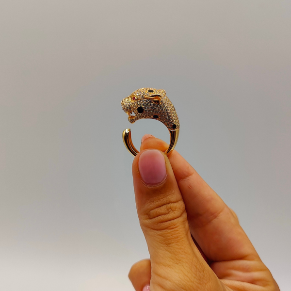 Anillo Leopardo de Plata con Circonitas