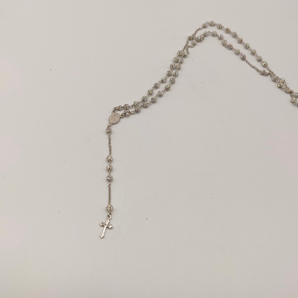 Rosario de Plata con Bolas Recubiertas de Circonitas