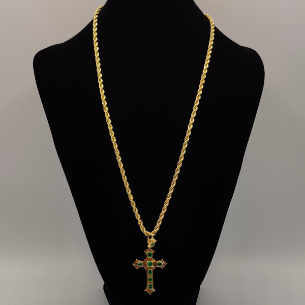 Cruz de Oro de 18K con Esmeraldas