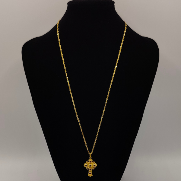 Cruz de Oro de 18K con Rubíes