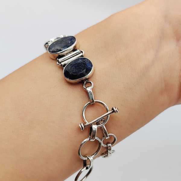 pulsera piedras durmortierita azul de plata