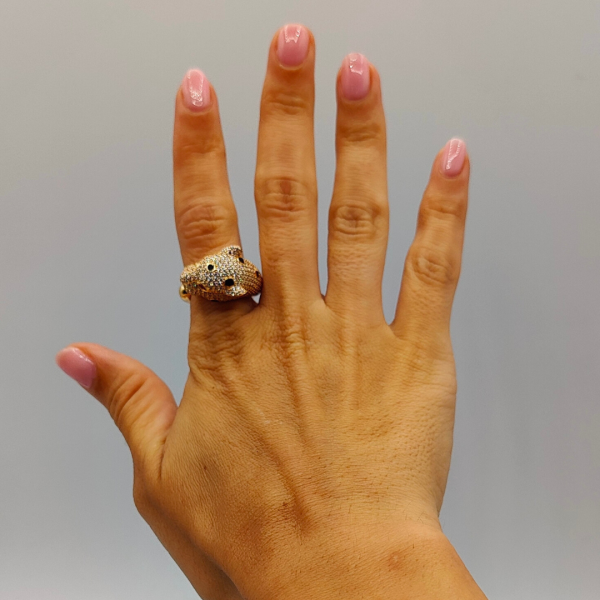 Anillo Leopardo de Plata con Circonitas