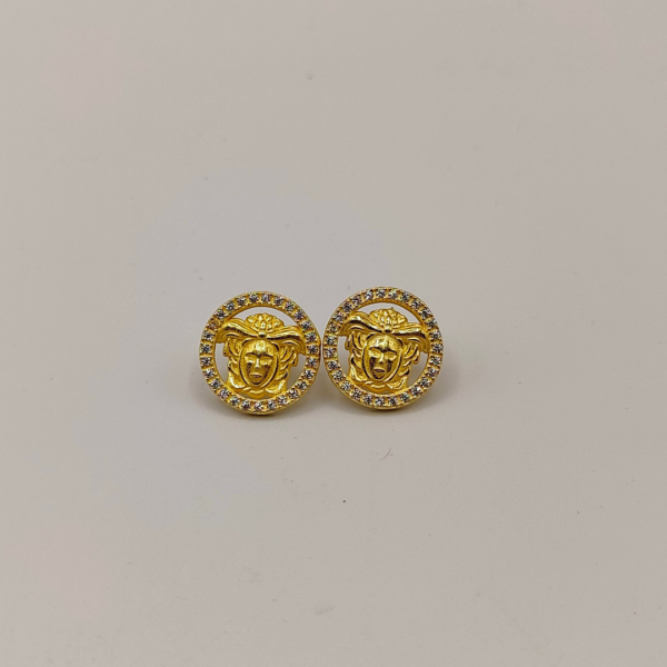 Pendiente Cara de Medusa Estilo Versace con Circonitas de Plata
