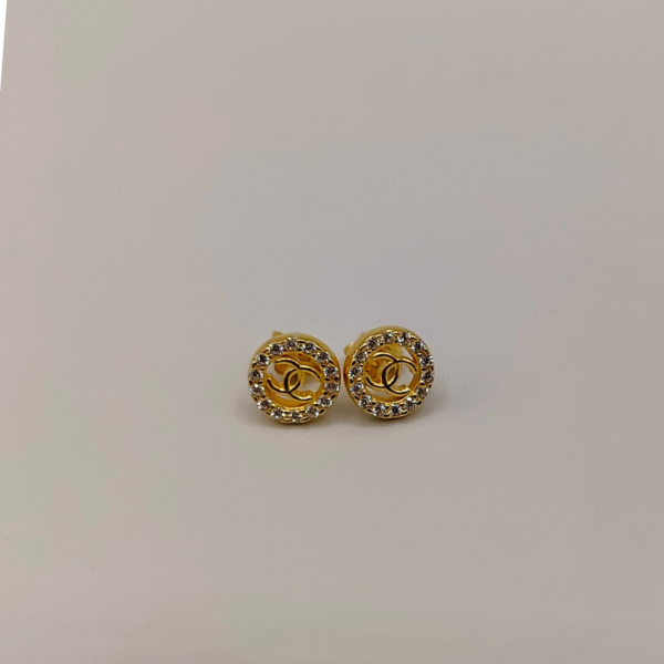 Pendientes de Plata Dorada Estilo Channel con Circonitas
