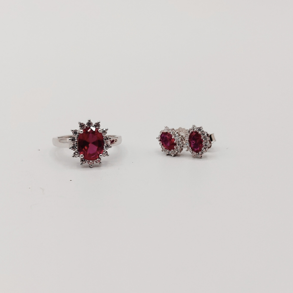 Pendientes Flor con Circonita Rosa