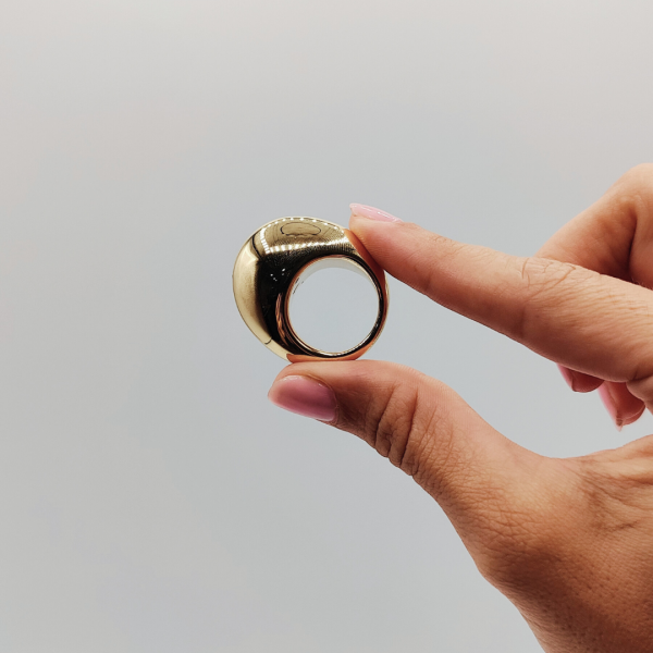 Anillo Abombado de Plata Dorada