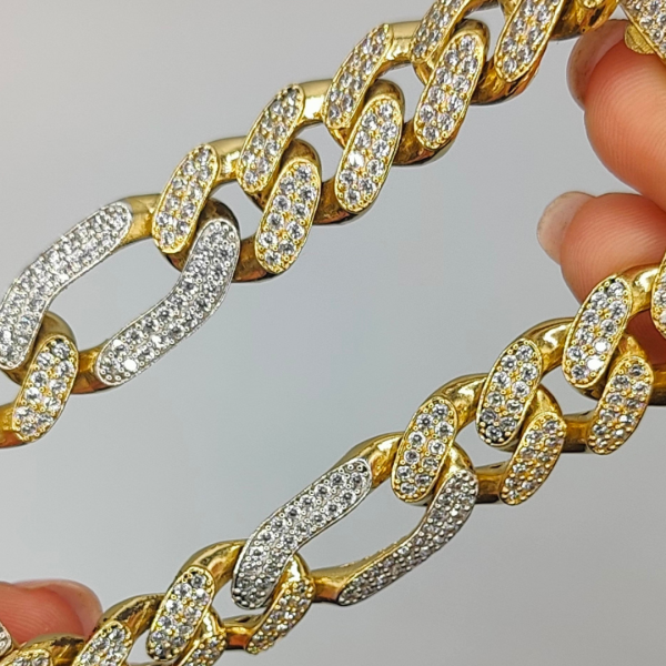 Pulsera fígaro circonitas 13 mm