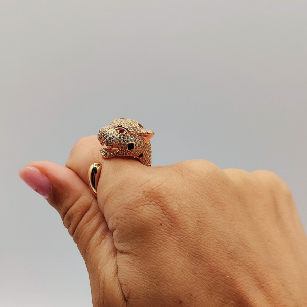 Anillo Leopardo de Plata con Circonitas