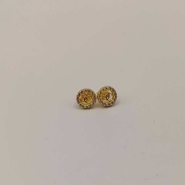 Pendientes de Plata Dorada Estilo Channel con Circonitas