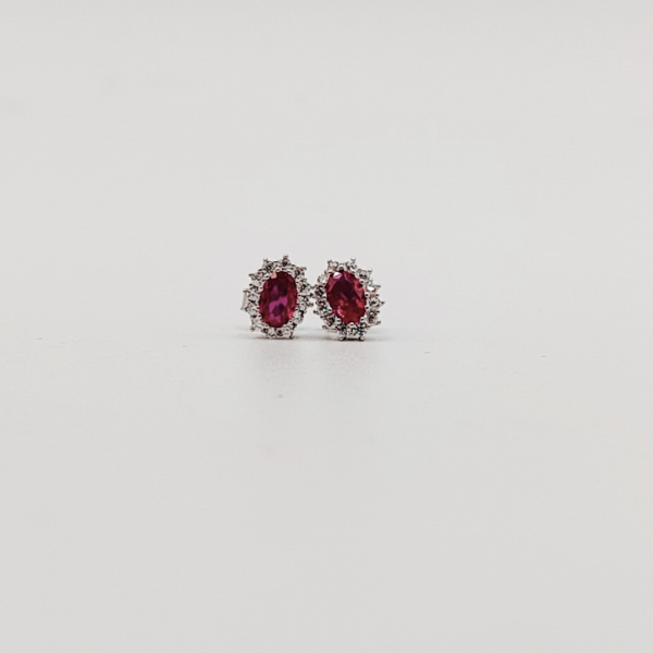 Pendientes Flor con Circonita Rosa