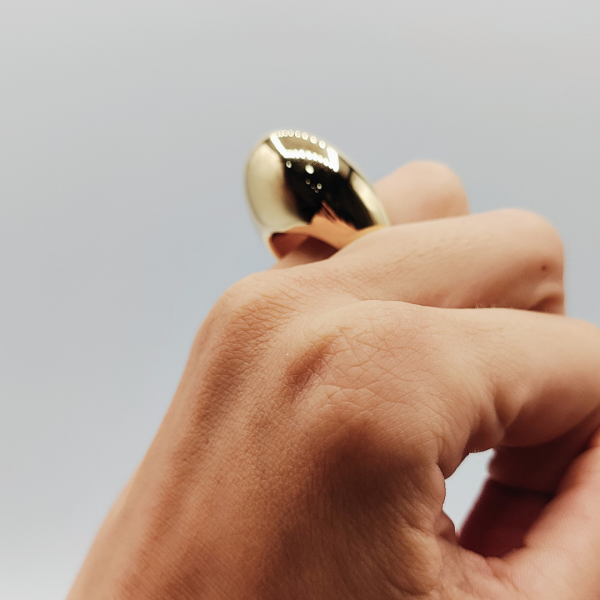 Anillo Abombado de Plata Dorada