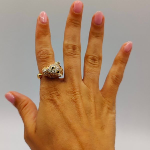 Anillo Leopardo de Plata con Circonitas
