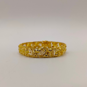 Pulsera Flores de Oro de 18K con Cierre de Cajón y Cordón de Seguridad