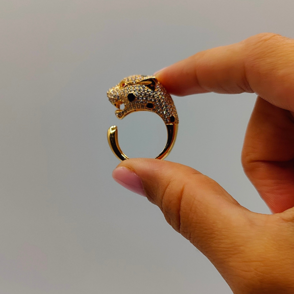 Anillo Leopardo de Plata con Circonitas