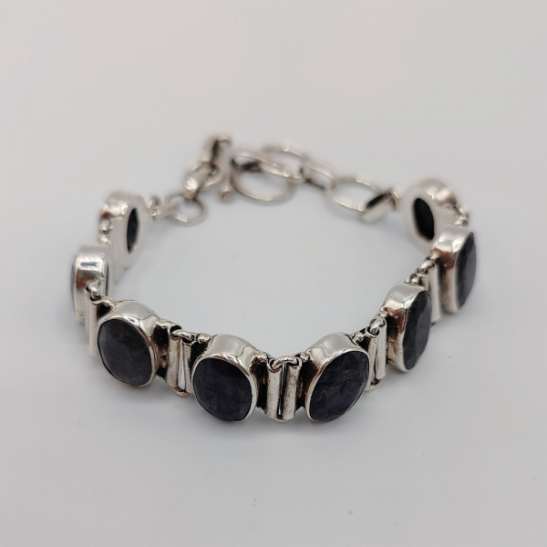pulsera piedras durmortierita azul de plata