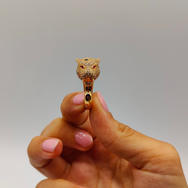 Anillo Leopardo de Plata con Circonitas