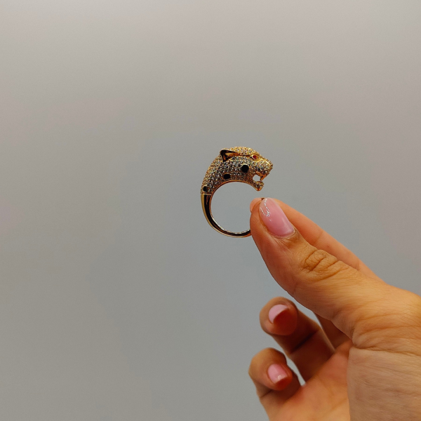 Anillo Leopardo de Plata con Circonitas