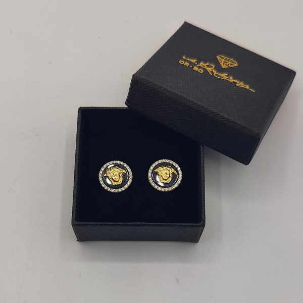 Pendientes Redondos Versace con Medusa y Circonitas