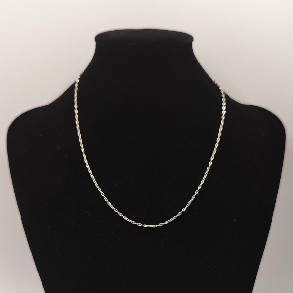 Cadena barbada 40 cm 1 mm de oro blanco 18 k - Imagen 2