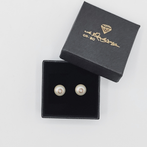 Pendientes de Perla con Diamante y Cierre en Oro de 18 Quilates