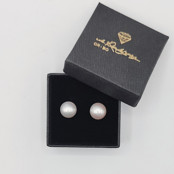 Pendientes de Perla con Cierre de Oro Blanco de 18 Quilates a Presión