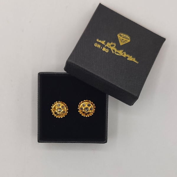 Pendientes Estilo Botón con Diseño de Flor y Circonitas