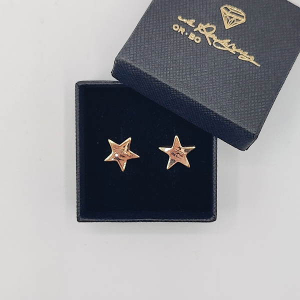 Pendientes en Forma de Estrella en Oro de 18 Quilates con Cierre a Presión