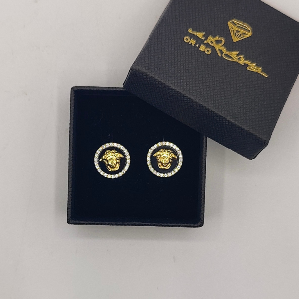 Pendientes Redondos Versace con Medusa y Circonitas