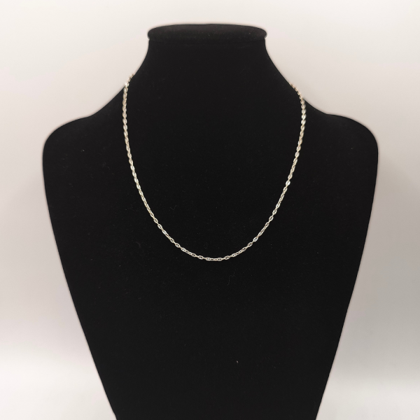 cadena barbada 40 cm 1 mm de oro de 18 k blanco