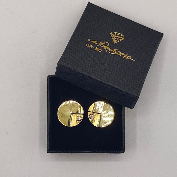 Pendientes de Circunferencia Plana en Oro de 18k con Diamante