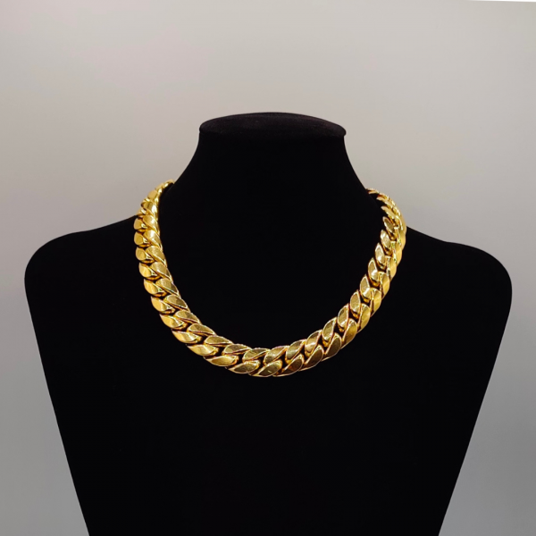 Cadena Cubana en Oro de 18K – 40 cm x 15 mm