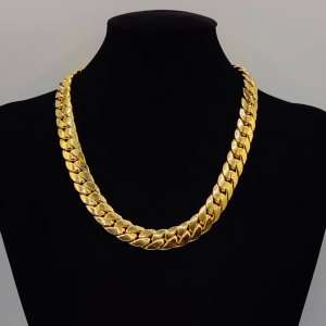 Cadena Cubana en Oro de 18K con Cierre de Circonitas – 50 cm x 13 mm