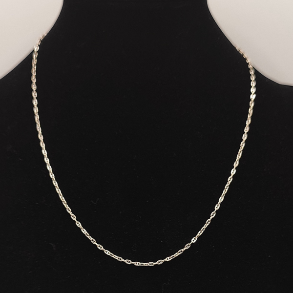 cadena barbada 40 cm 1 mm de oro de 18 k blanco