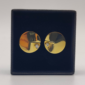 Pendientes de Circunferencia Plana en Oro de 18k con Diamante