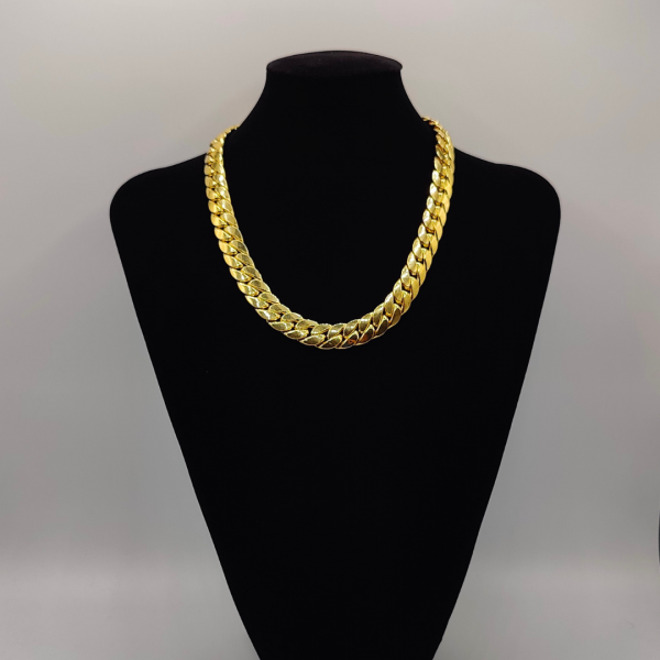 Cadena Cubana en Oro de 18K con Cierre de Circonitas – 50 cm x 13 mm