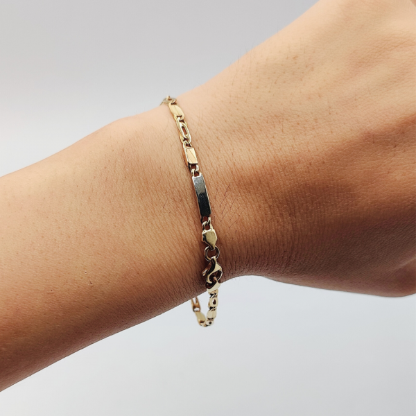 Pulsera eslabon plano 2 mm con espacio para grabar