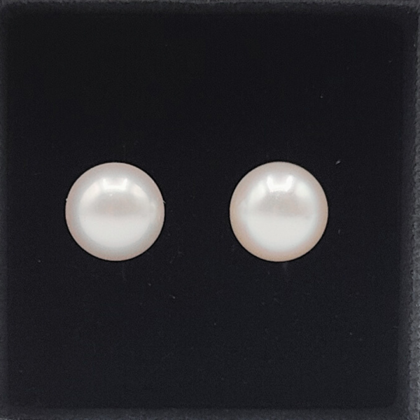 Pendientes de Perla con Cierre de Oro Blanco de 18 Quilates a Presión