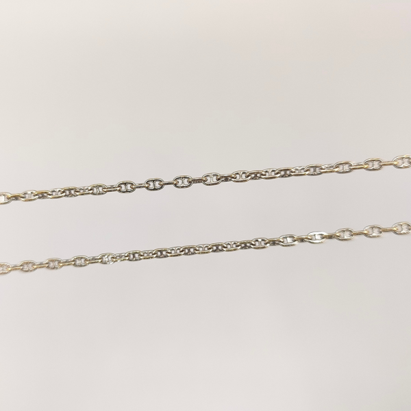 cadena barbada 40 cm 1 mm de oro de 18 k blanco