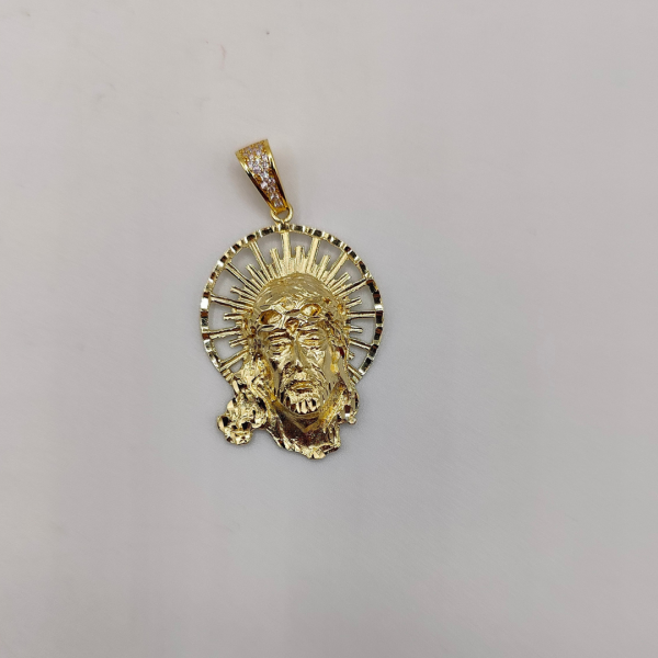 Colgante Cabeza de jesus con corona y halo detrás de 14 kilates REF: CG260